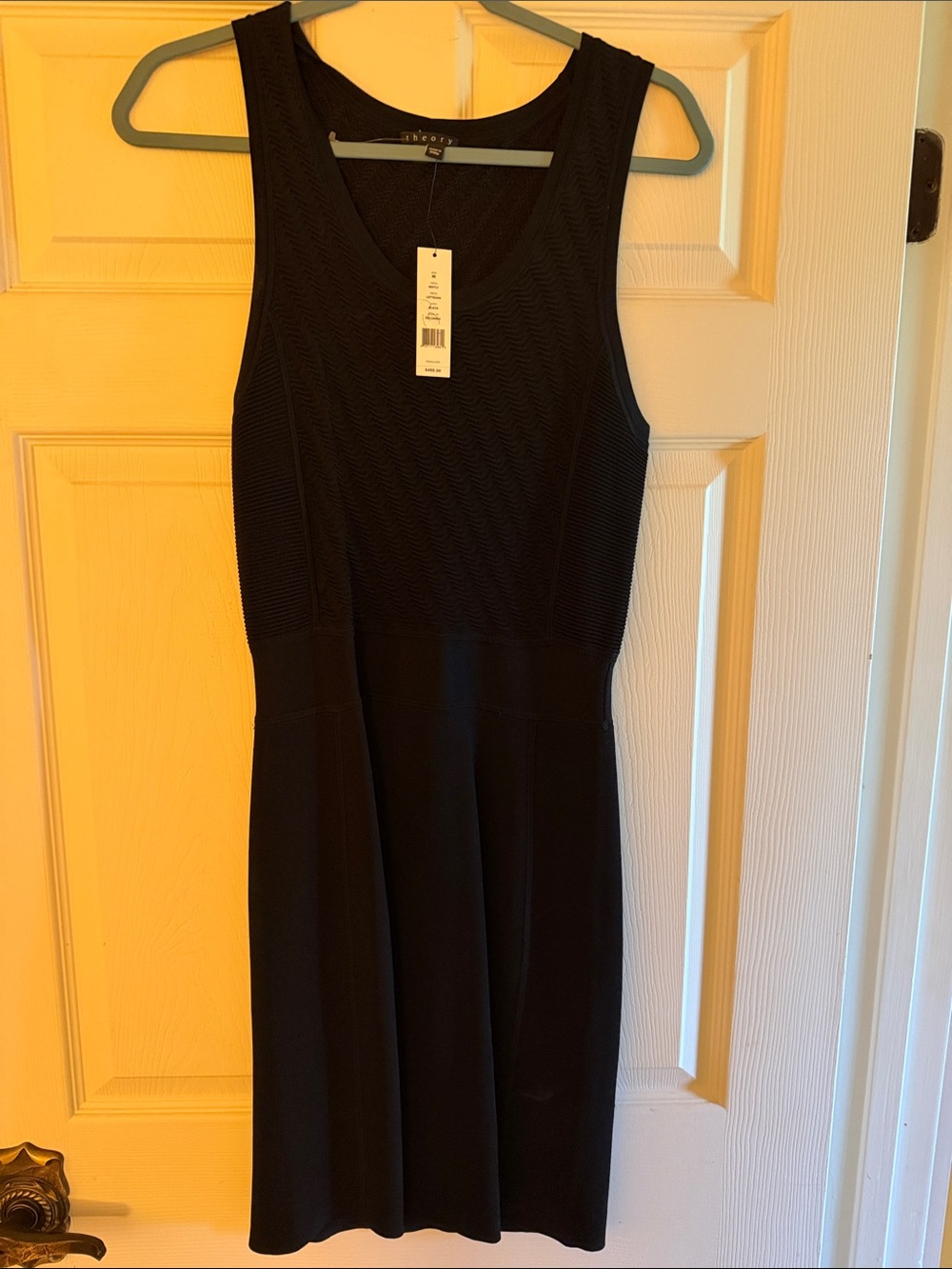 Theory Black Sleeveless Midi Fit-and-Flare Dress
